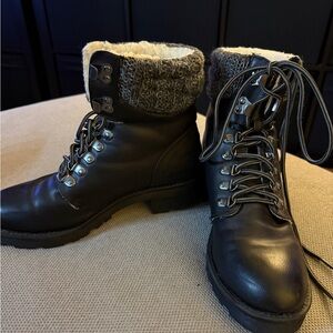 Women's Black Faux Leather Ankle Boots